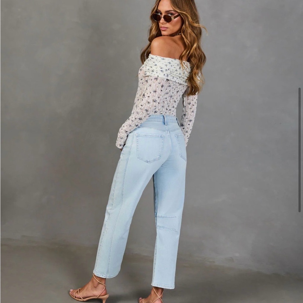 High Rise Barrel Light Blue Women's Jeans - Picture 4 of 5